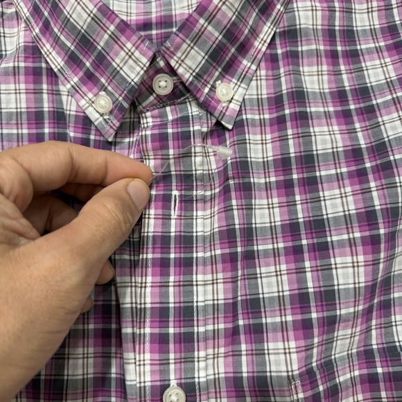 Uniqlo Mens Large Purple Plaid Button Down Shirt Cotton NWOT - Picture 7 of 14